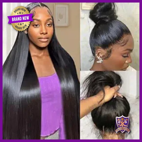360 Lace Front Wig Human Hair 250% Density Straight 34 Inch Glueless main image 6